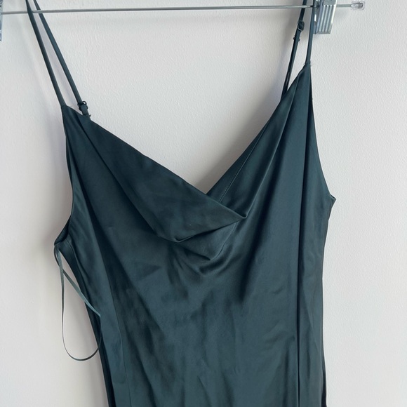 Zara Green Cowl Neck Satin Dress - Picture 2 of 5